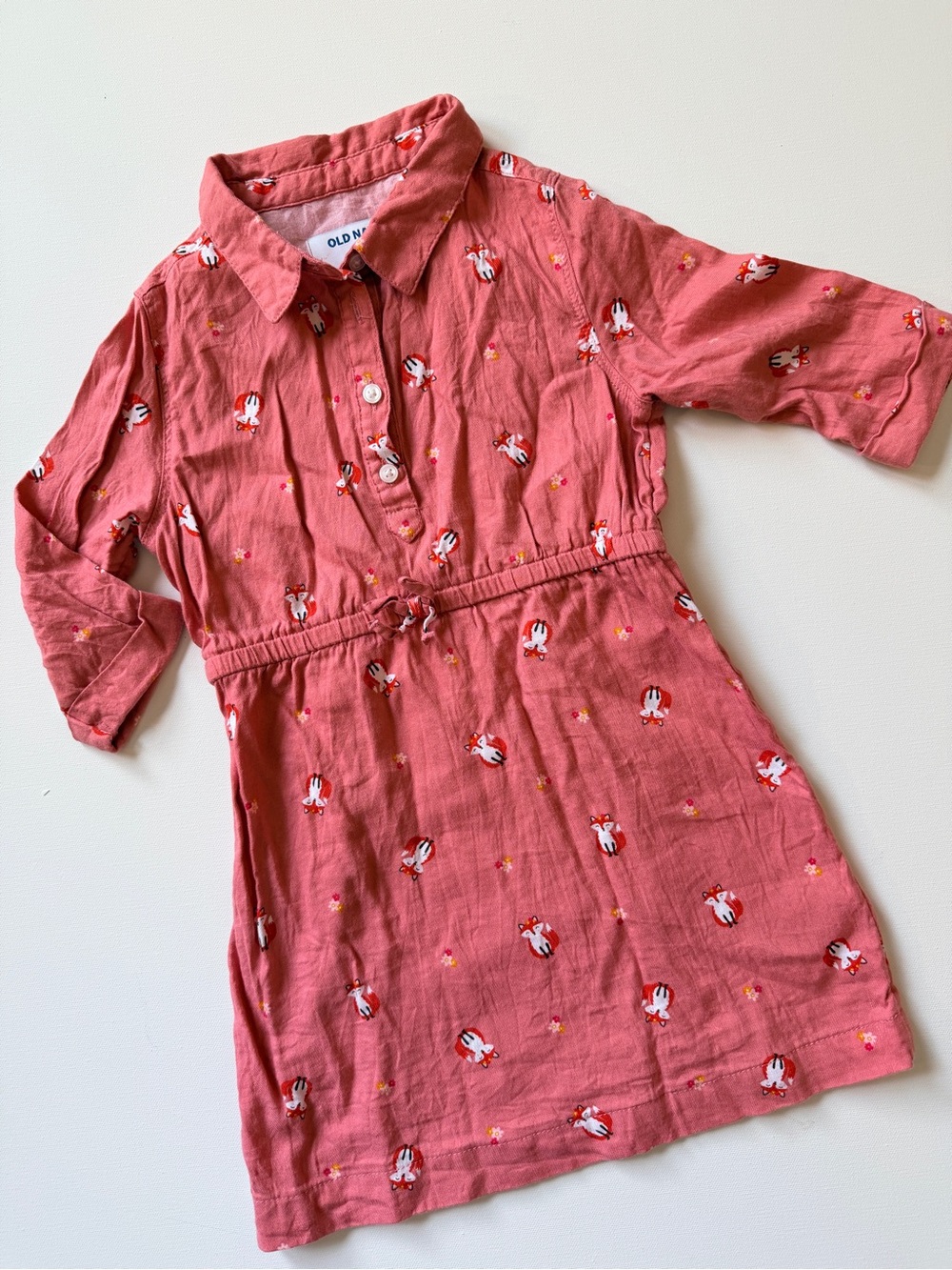 Old Navy Girls' Coral Fox Print Shirt Dress